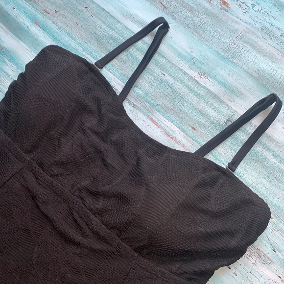 Black mesh plus size one piece swim dress bathing suit black 2X - Picture 2 of 3